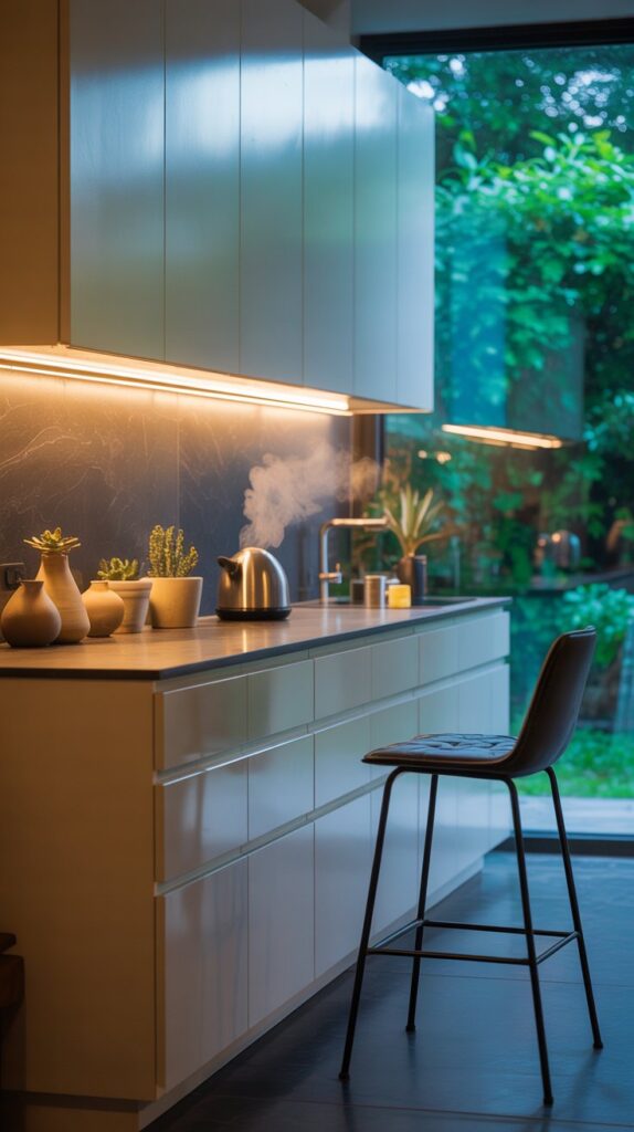 Install Decorative Lighting | LED lighting above kitchen cupboards